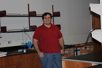Dr. Bonizzoni in the lab during renovation.